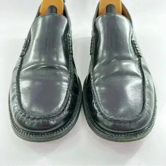 Bally raton mens dress shoes size 12 black Italian leather slip on loafers